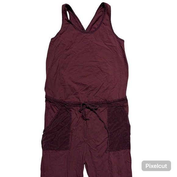 Anthropologie T.La Gemistus CrossBack Jumpsuit Romper Size S Burgundy Sleeveless - Picture 4 of 9